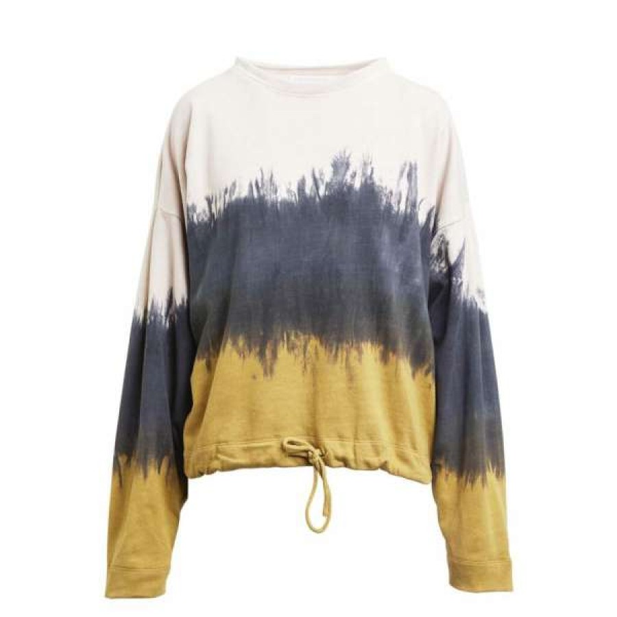 Womens * | Rabens Saloner Chalk Mustard Sheela Dip Dye Tonal Drawstring Sweat