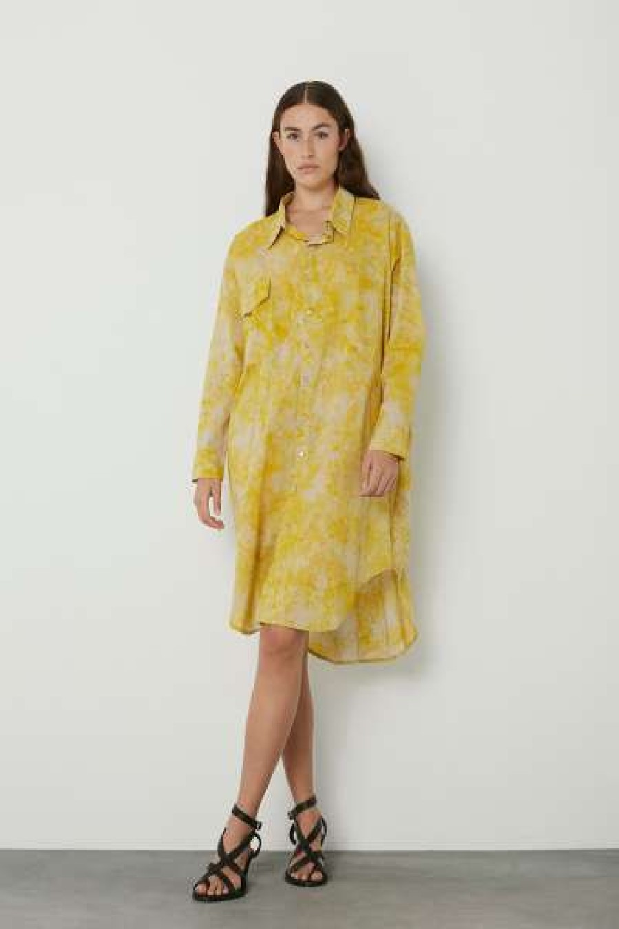 Womens * | Rabens Saloner Nette Shirt Dress Yellow