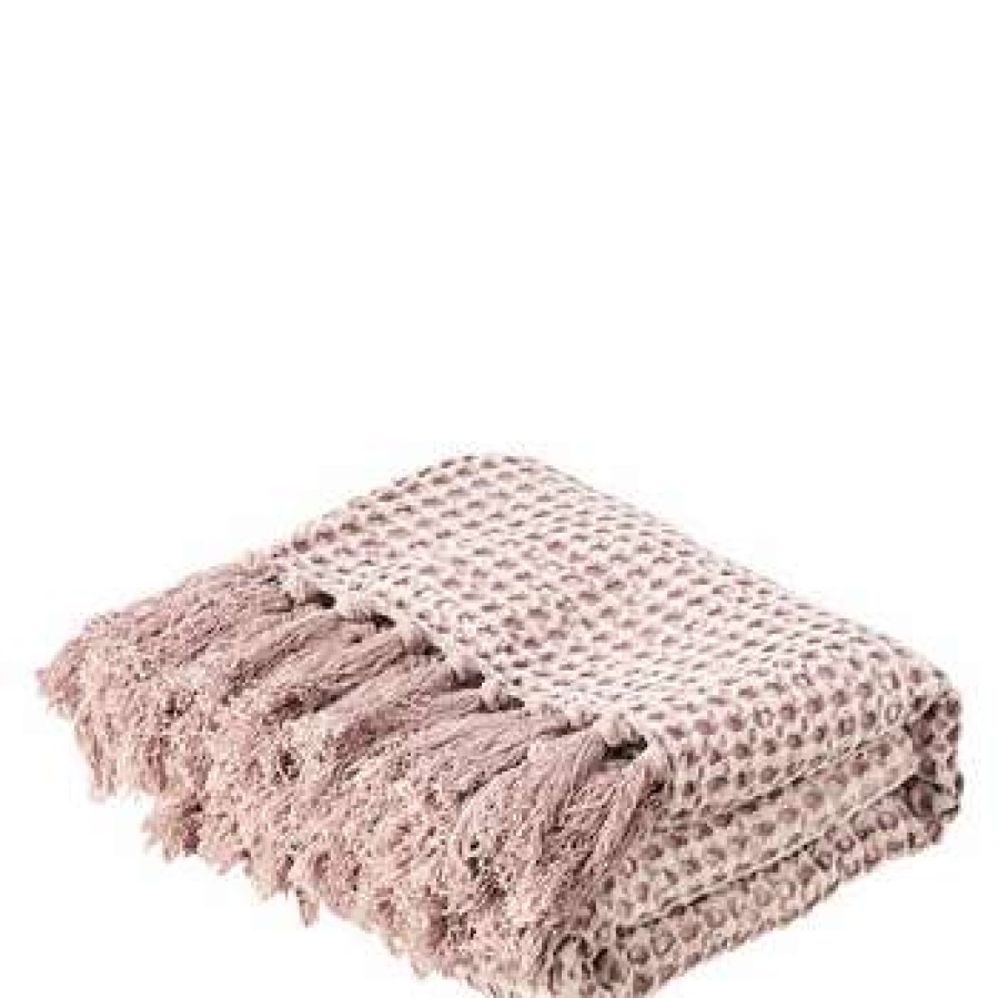 Homewares * | Affari Affari Pink Cotton Fringe Blanket L160Xw130 Cm.