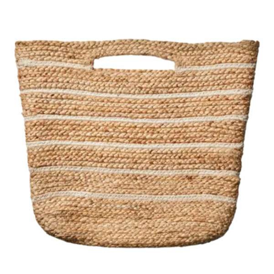 Homewares * | Affari Sac En Jute A Rayures Tisse A La Main