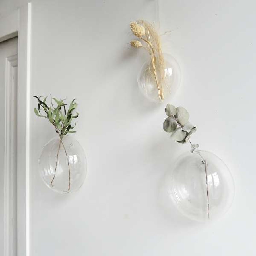 Homewares * | Affari 3 Glass Wall Flowerpot Pampas Grass