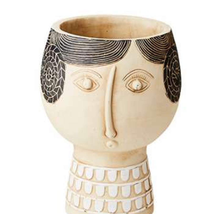 Homewares * | Affari Medium Camille Face Flower Pot Beige