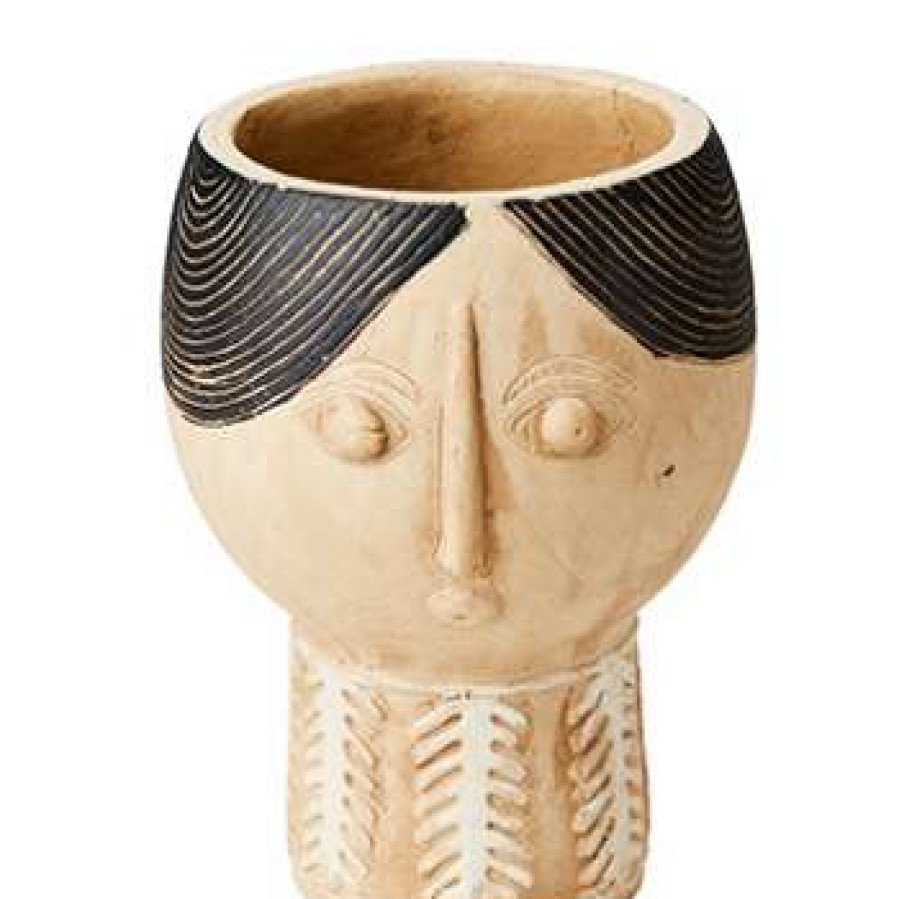 Homewares * | Affari Small Camille Face Flower Pot Beige