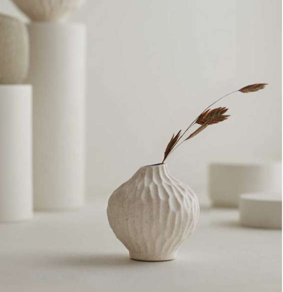 Homewares * | Lindform Vase Line Small Sand White Stone Stripe