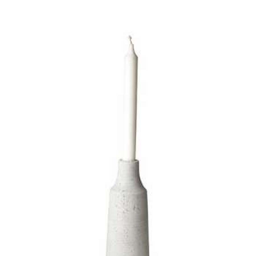 Homewares * | Affari Candleholder 7.5 Xh16,5Cm In Light Grey Cement-Effect Polystone