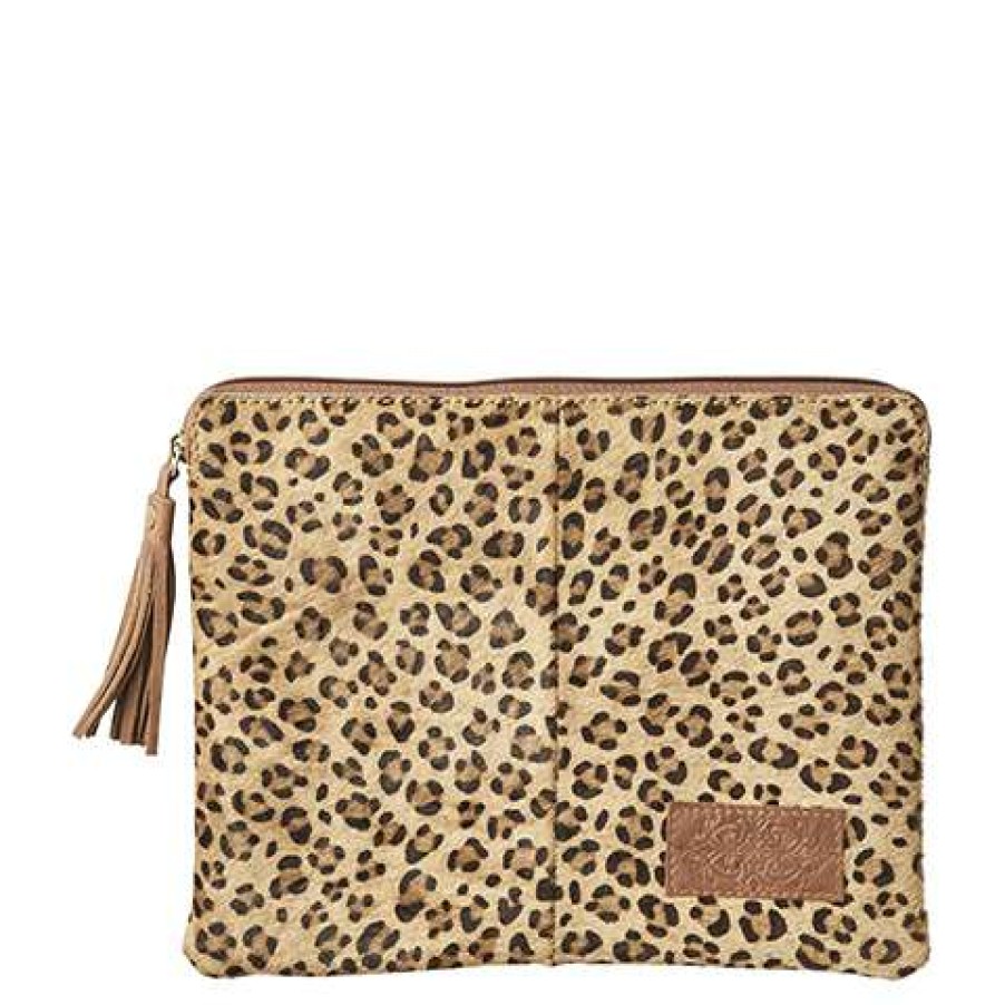 Womens * | Affari Large Natural Leopard Print Oxford Pouch