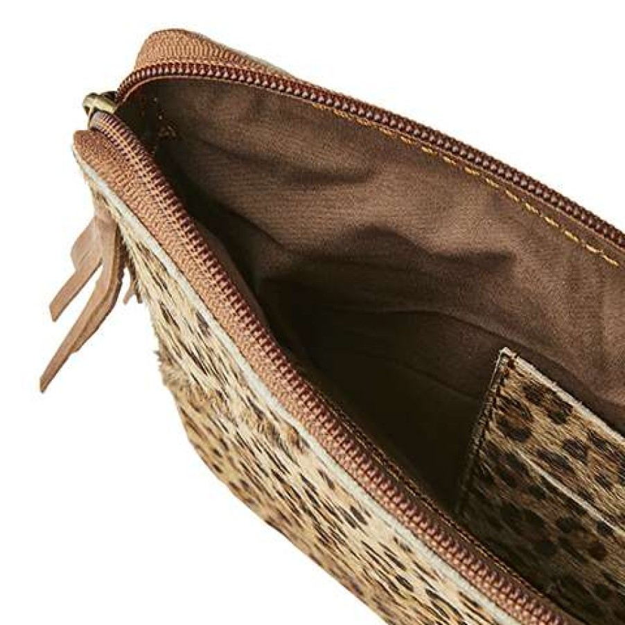 Womens * | Affari Large Natural Leopard Print Oxford Pouch